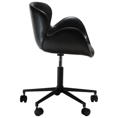 [var:Bezug=Vintage schwarzes Kunstleder mit schwarzen Beinen] GAIA Bürostuhl