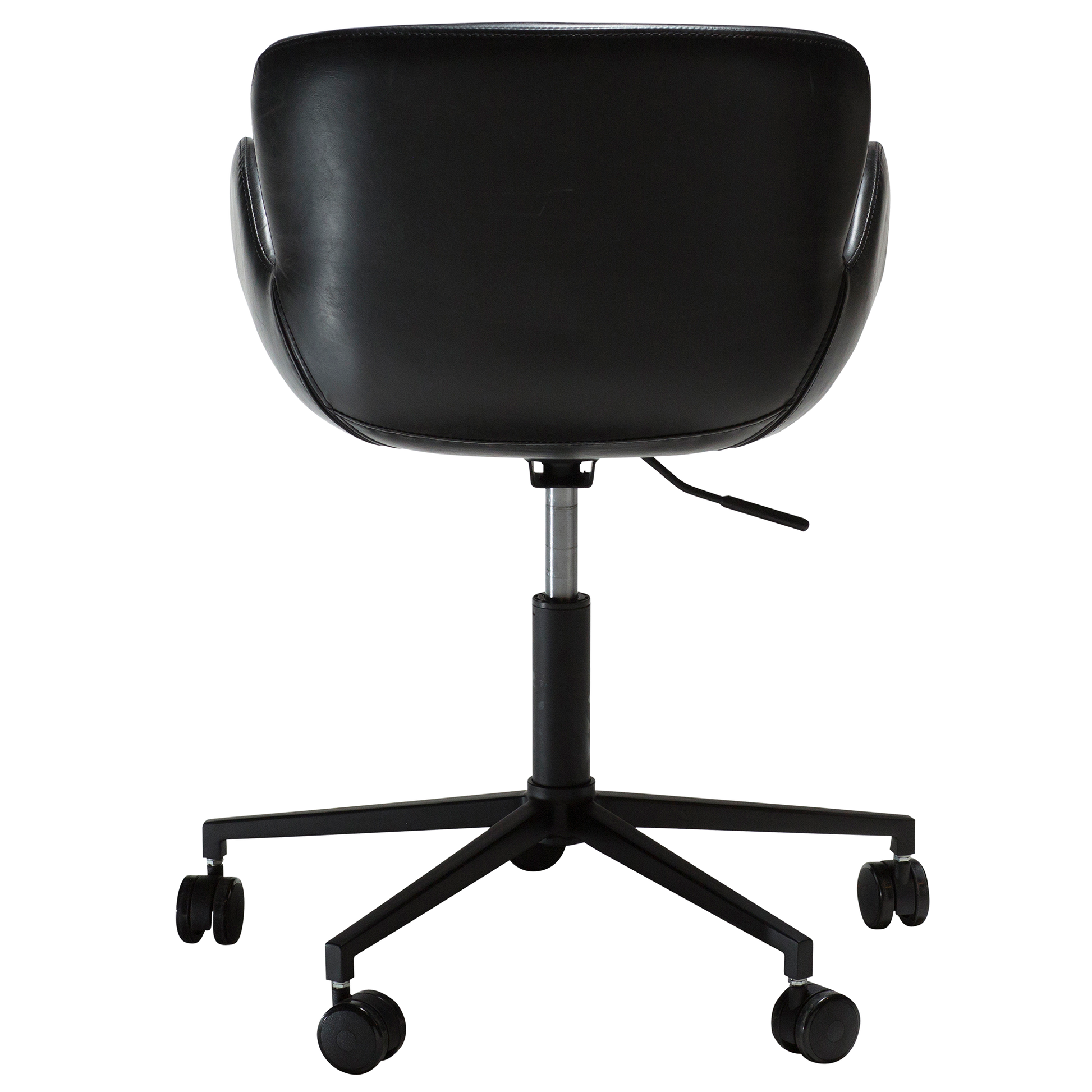 [var:Bezug=Vintage schwarzes Kunstleder mit schwarzen Beinen] GAIA Bürostuhl