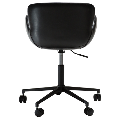 [var:Bezug=Vintage schwarzes Kunstleder mit schwarzen Beinen] GAIA Bürostuhl