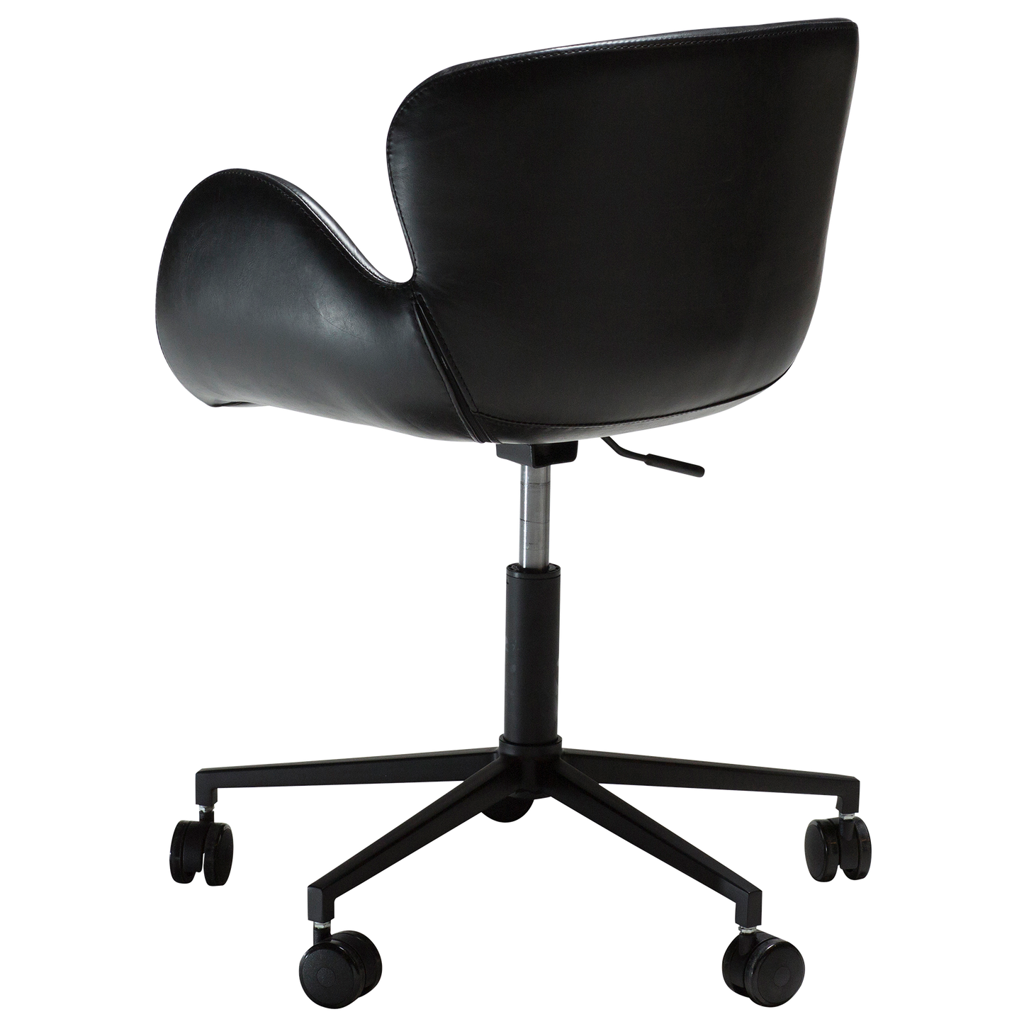 [var:Bezug=Vintage schwarzes Kunstleder mit schwarzen Beinen] GAIA Bürostuhl