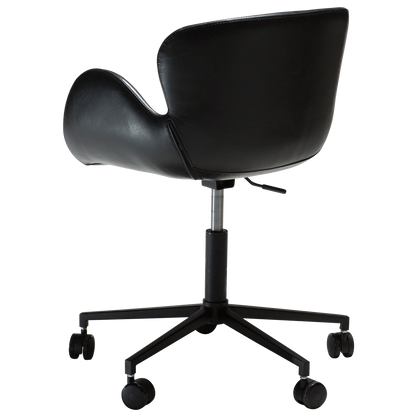 [var:Bezug=Vintage schwarzes Kunstleder mit schwarzen Beinen] GAIA Bürostuhl