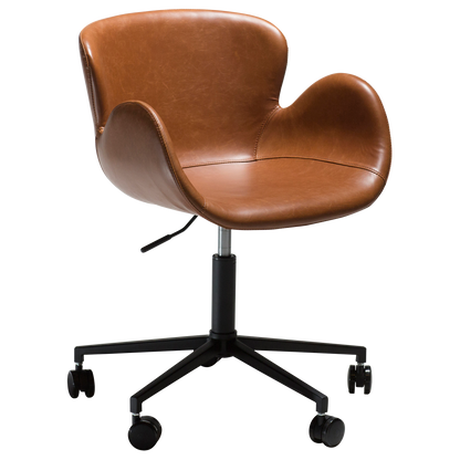 [var:Bezug=Vintage hellbraunes Kunstleder mit schwarzen Beinen] GAIA Bürostuhl