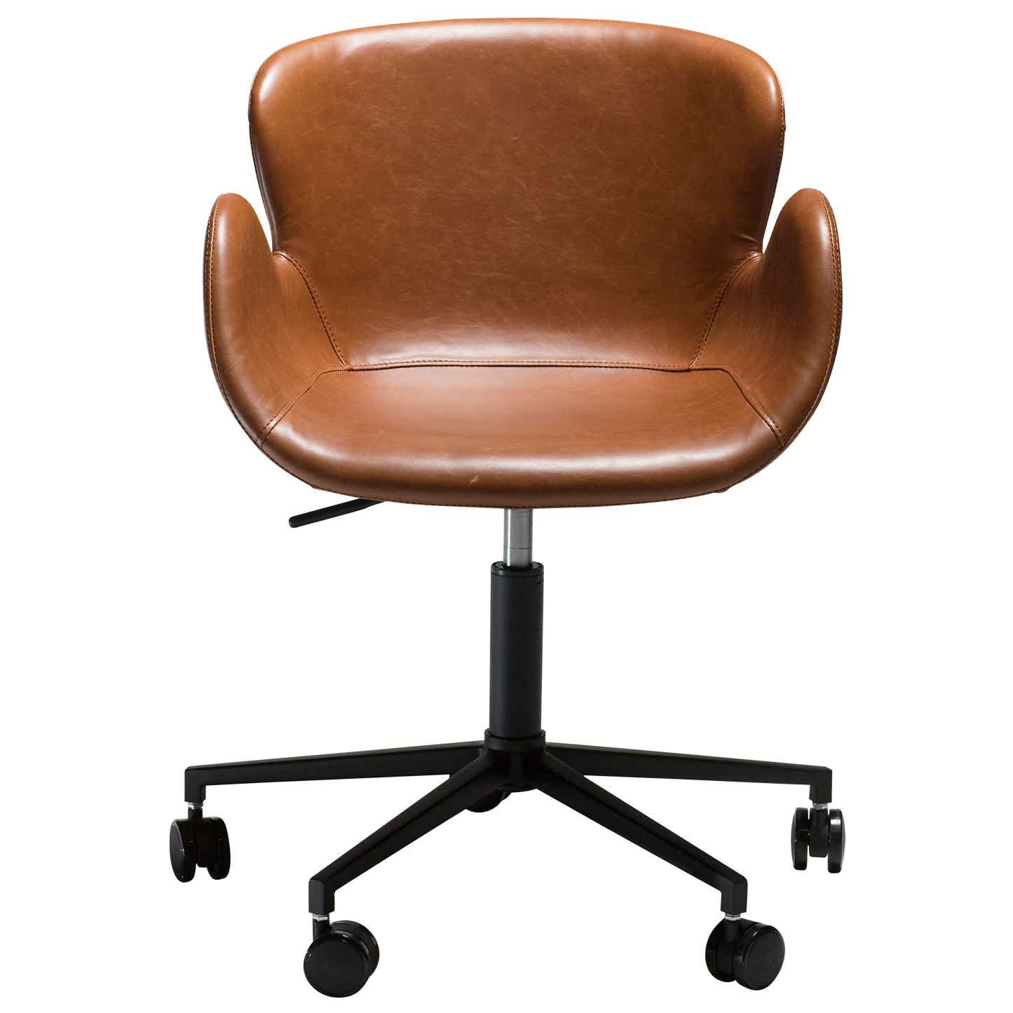[var:Bezug=Vintage hellbraunes Kunstleder mit schwarzen Beinen] GAIA Bürostuhl