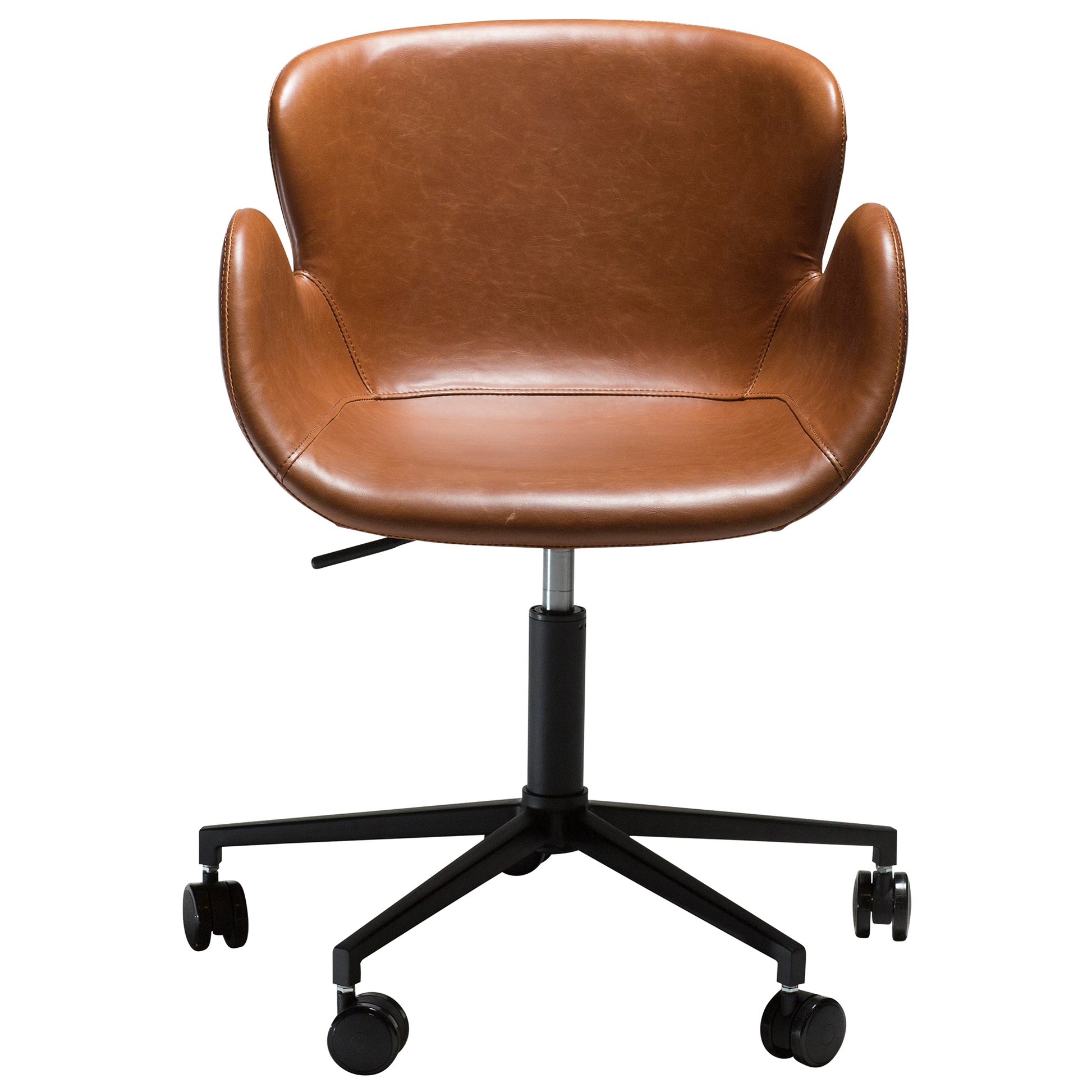[var:Bezug=Vintage hellbraunes Kunstleder mit schwarzen Beinen] GAIA Bürostuhl