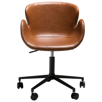 [var:Bezug=Vintage hellbraunes Kunstleder mit schwarzen Beinen] GAIA Bürostuhl