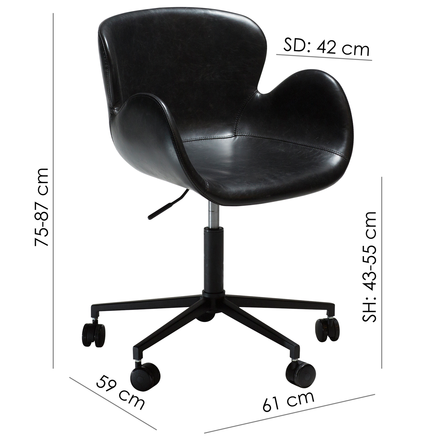 [var:Bezug=Vintage hellbraunes Kunstleder mit schwarzen Beinen] GAIA Bürostuhl