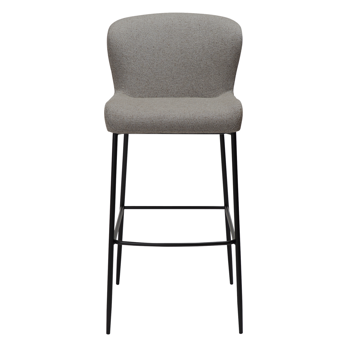 [var:Bezug=Kieselfarbener Bouclé-Stoff mit schwarzen Beinen] GLAM Barhocker