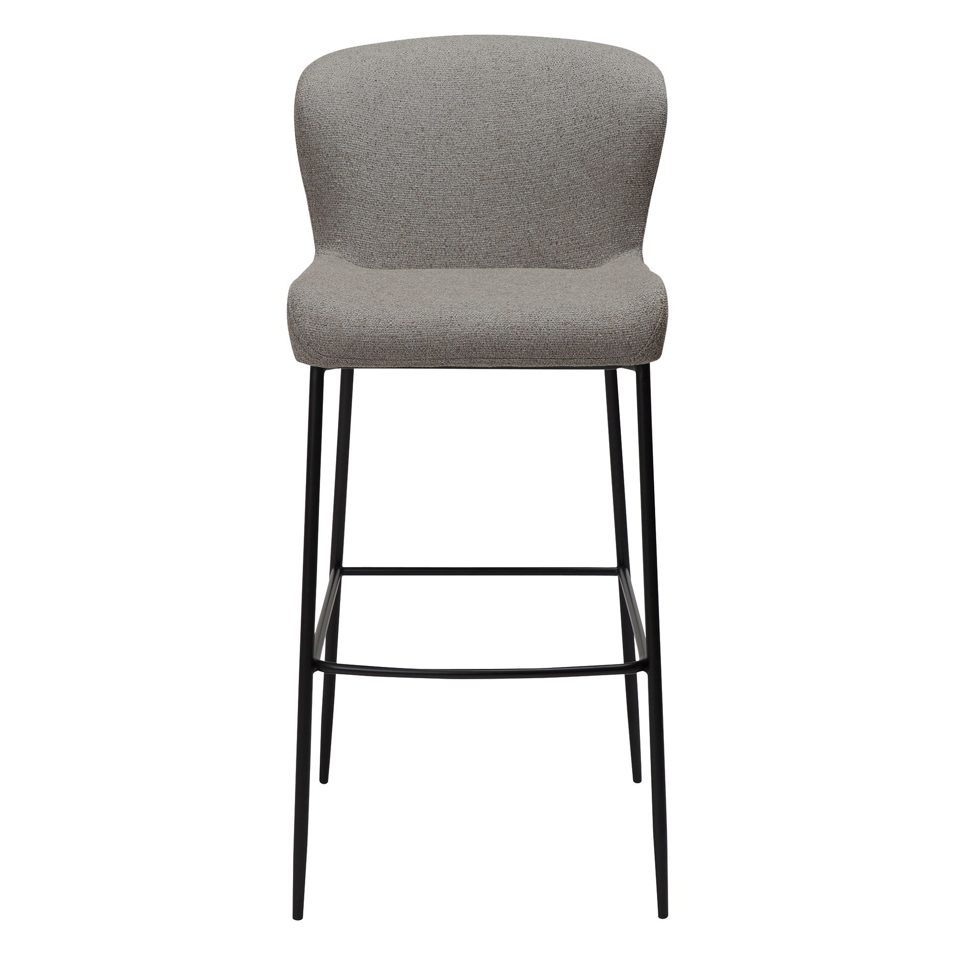 [var:Bezug=Kieselfarbener Bouclé-Stoff mit schwarzen Beinen] GLAM Barhocker