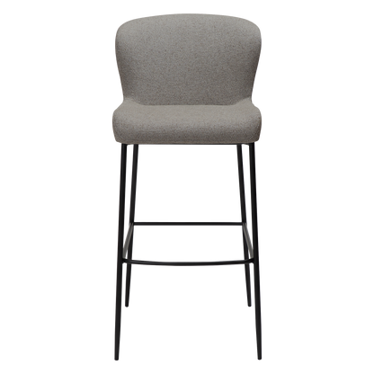 [var:Bezug=Kieselfarbener Bouclé-Stoff mit schwarzen Beinen] GLAM Barhocker