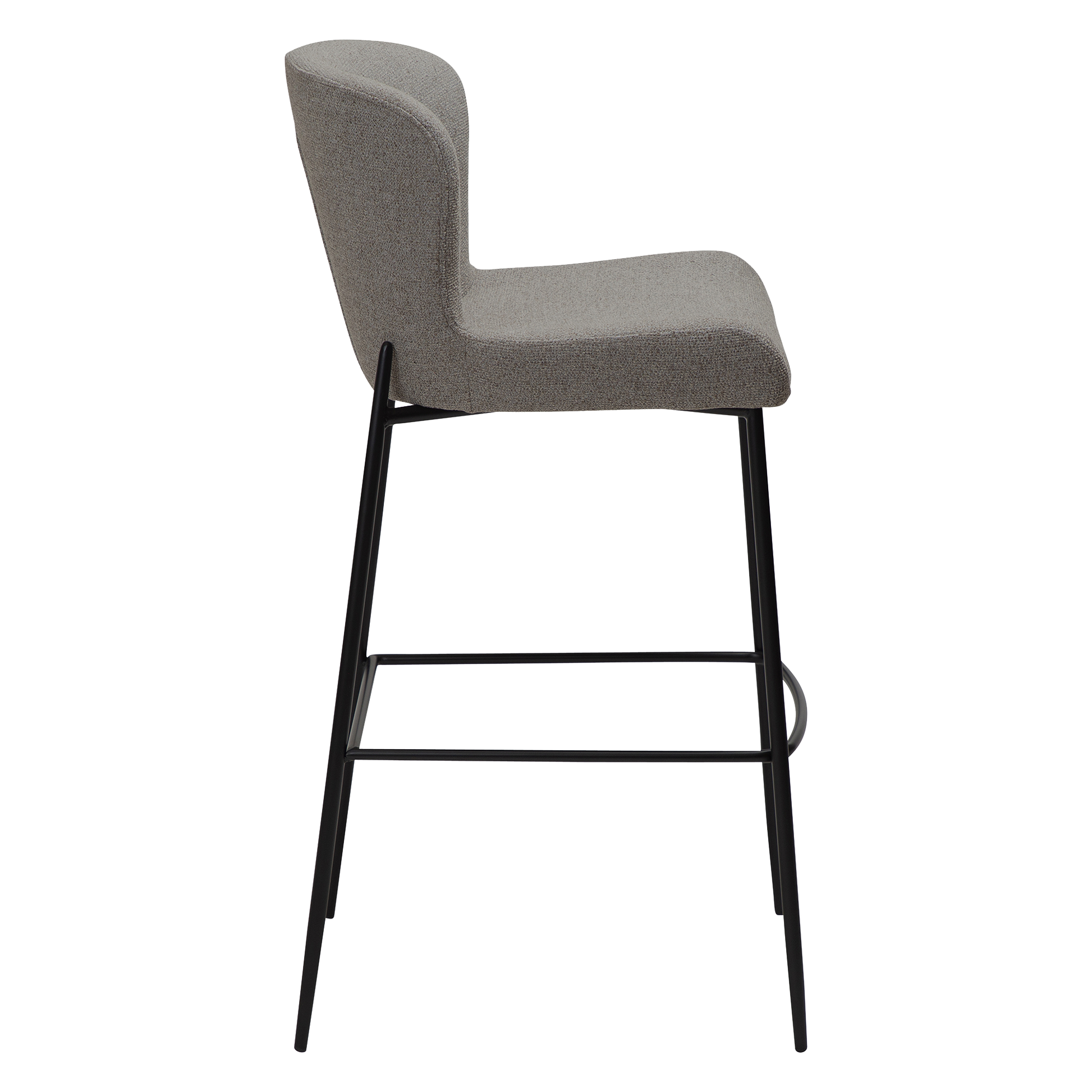 [var:Bezug=Kieselfarbener Bouclé-Stoff mit schwarzen Beinen] GLAM Barhocker