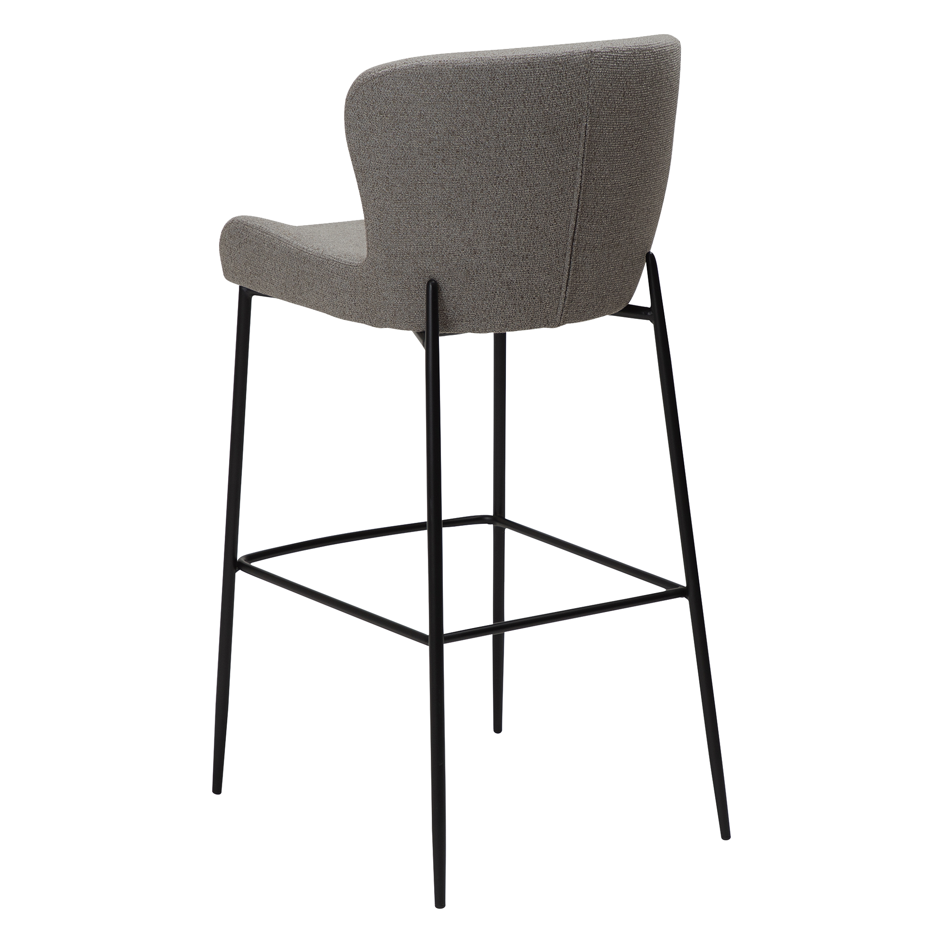 [var:Bezug=Kieselfarbener Bouclé-Stoff mit schwarzen Beinen] GLAM Barhocker