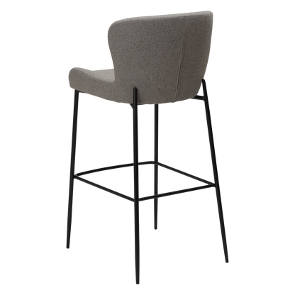 [var:Bezug=Kieselfarbener Bouclé-Stoff mit schwarzen Beinen] GLAM Barhocker