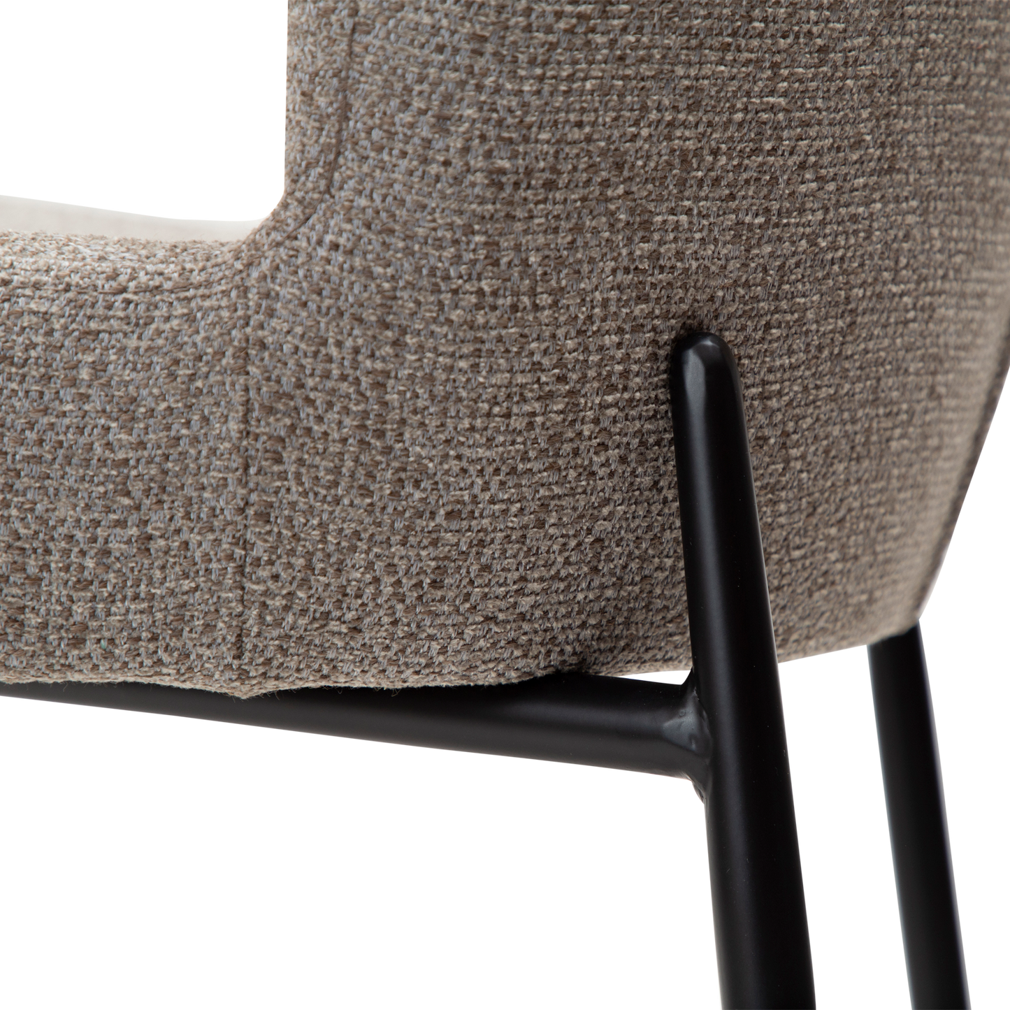 [var:Bezug=Kieselfarbener Bouclé-Stoff mit schwarzen Beinen] GLAM Barhocker