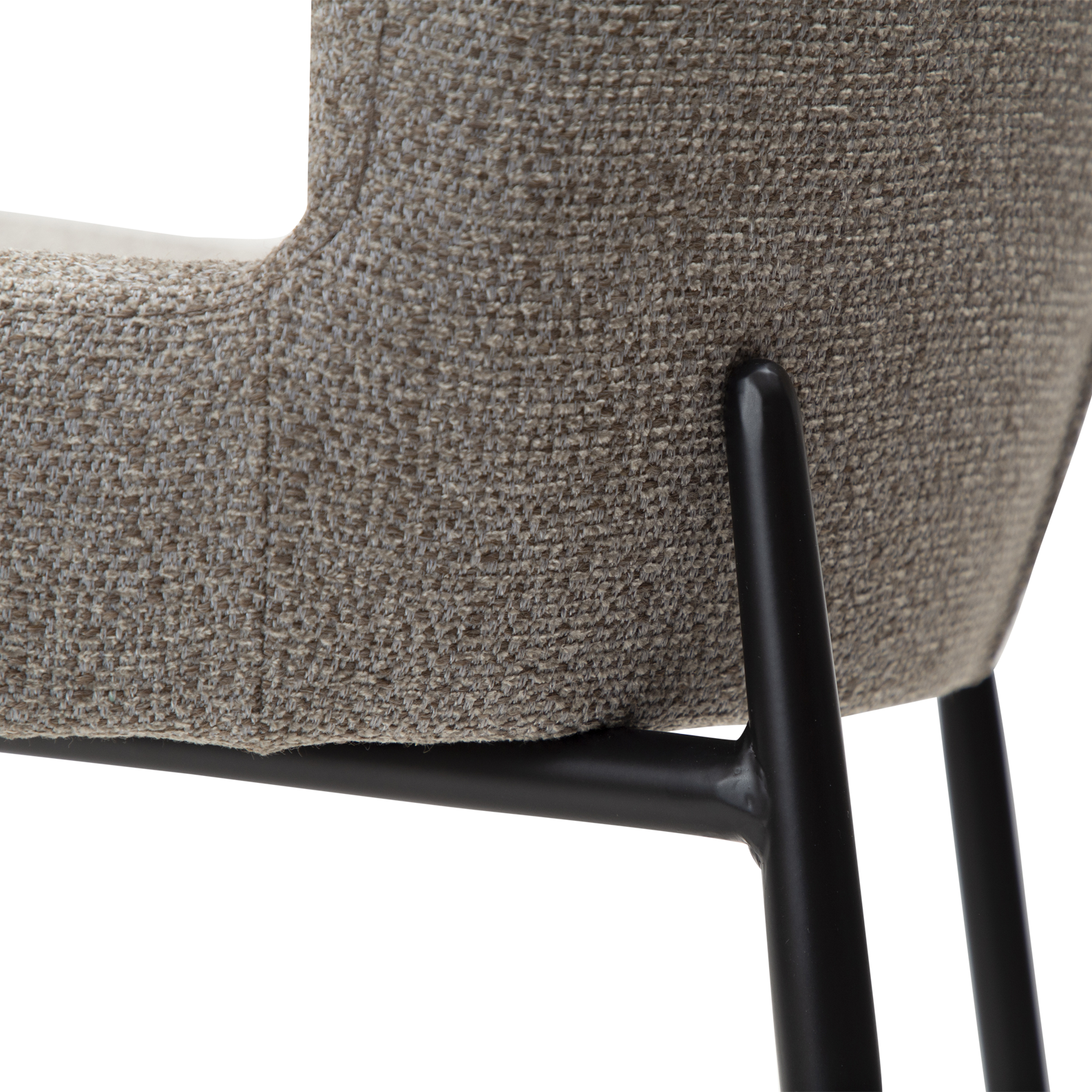 [var:Bezug=Kieselfarbener Bouclé-Stoff mit schwarzen Beinen] GLAM Barhocker