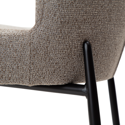 [var:Bezug=Kieselfarbener Bouclé-Stoff mit schwarzen Beinen] GLAM Barhocker