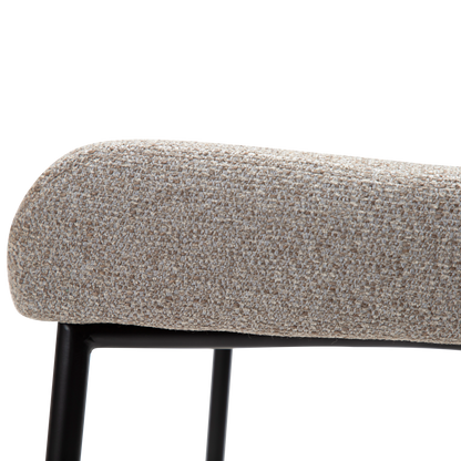 [var:Bezug=Kieselfarbener Bouclé-Stoff mit schwarzen Beinen] GLAM Barhocker