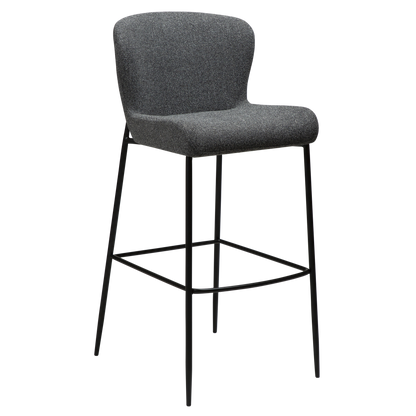 [var:Bezug=Kieselgrauer Bouclé-Stoff mit schwarzen Beinen] GLAM Barhocker