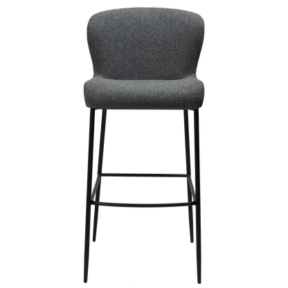 [var:Bezug=Kieselgrauer Bouclé-Stoff mit schwarzen Beinen] GLAM Barhocker