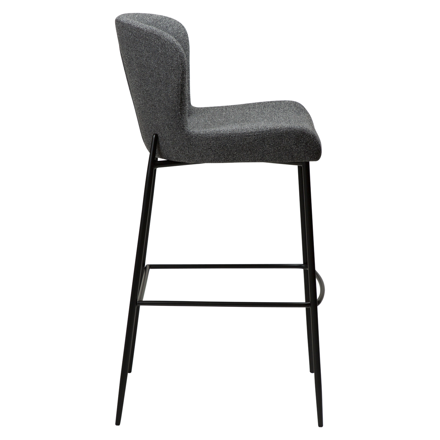 [var:Bezug=Kieselgrauer Bouclé-Stoff mit schwarzen Beinen] GLAM Barhocker