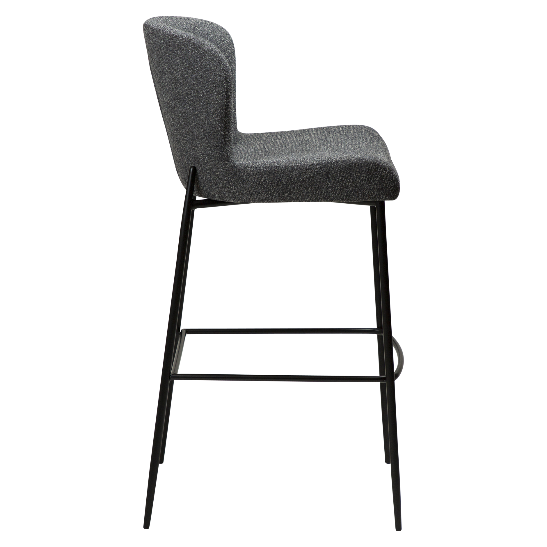 [var:Bezug=Kieselgrauer Bouclé-Stoff mit schwarzen Beinen] GLAM Barhocker