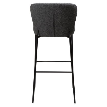 [var:Bezug=Kieselgrauer Bouclé-Stoff mit schwarzen Beinen] GLAM Barhocker