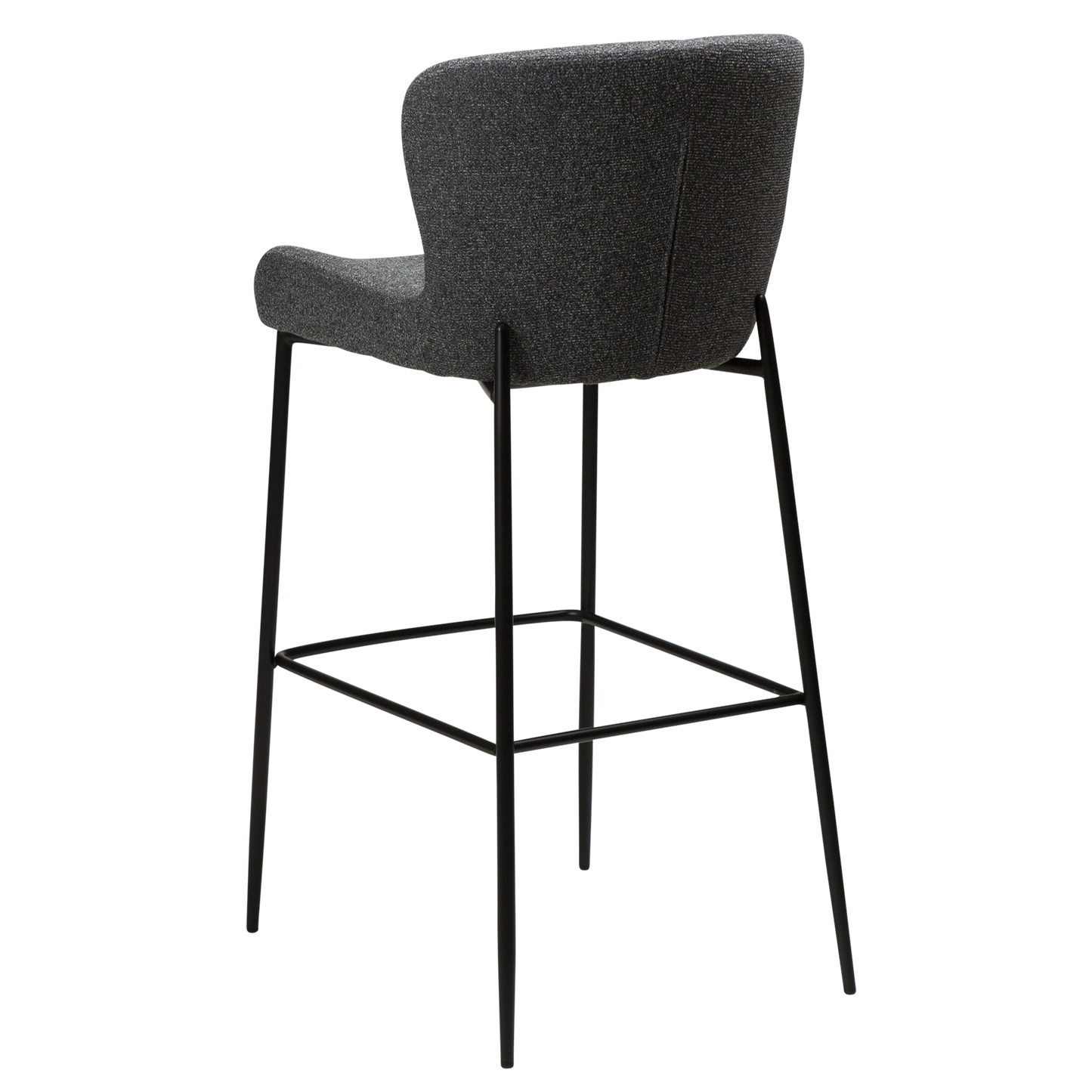 [var:Bezug=Kieselgrauer Bouclé-Stoff mit schwarzen Beinen] GLAM Barhocker