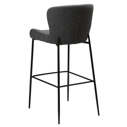 [var:Bezug=Kieselgrauer Bouclé-Stoff mit schwarzen Beinen] GLAM Barhocker