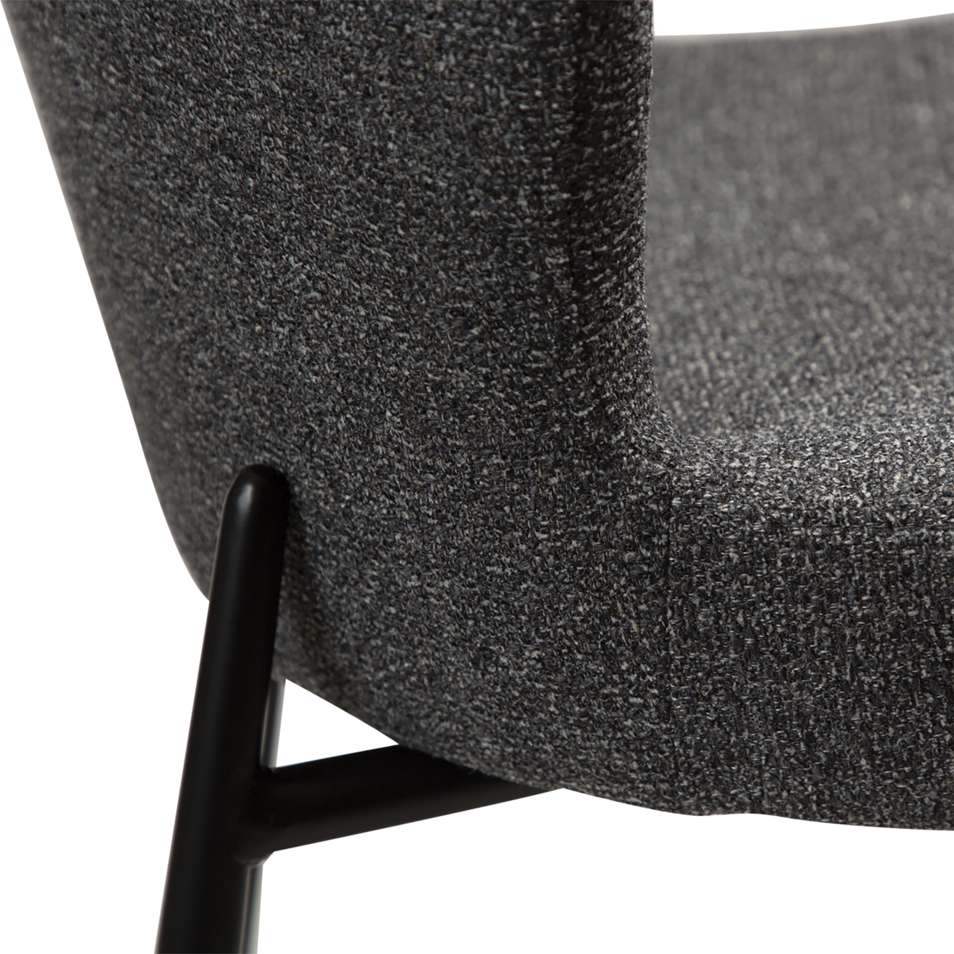 [var:Bezug=Kieselgrauer Bouclé-Stoff mit schwarzen Beinen] GLAM Barhocker