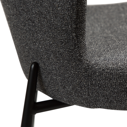 [var:Bezug=Kieselgrauer Bouclé-Stoff mit schwarzen Beinen] GLAM Barhocker