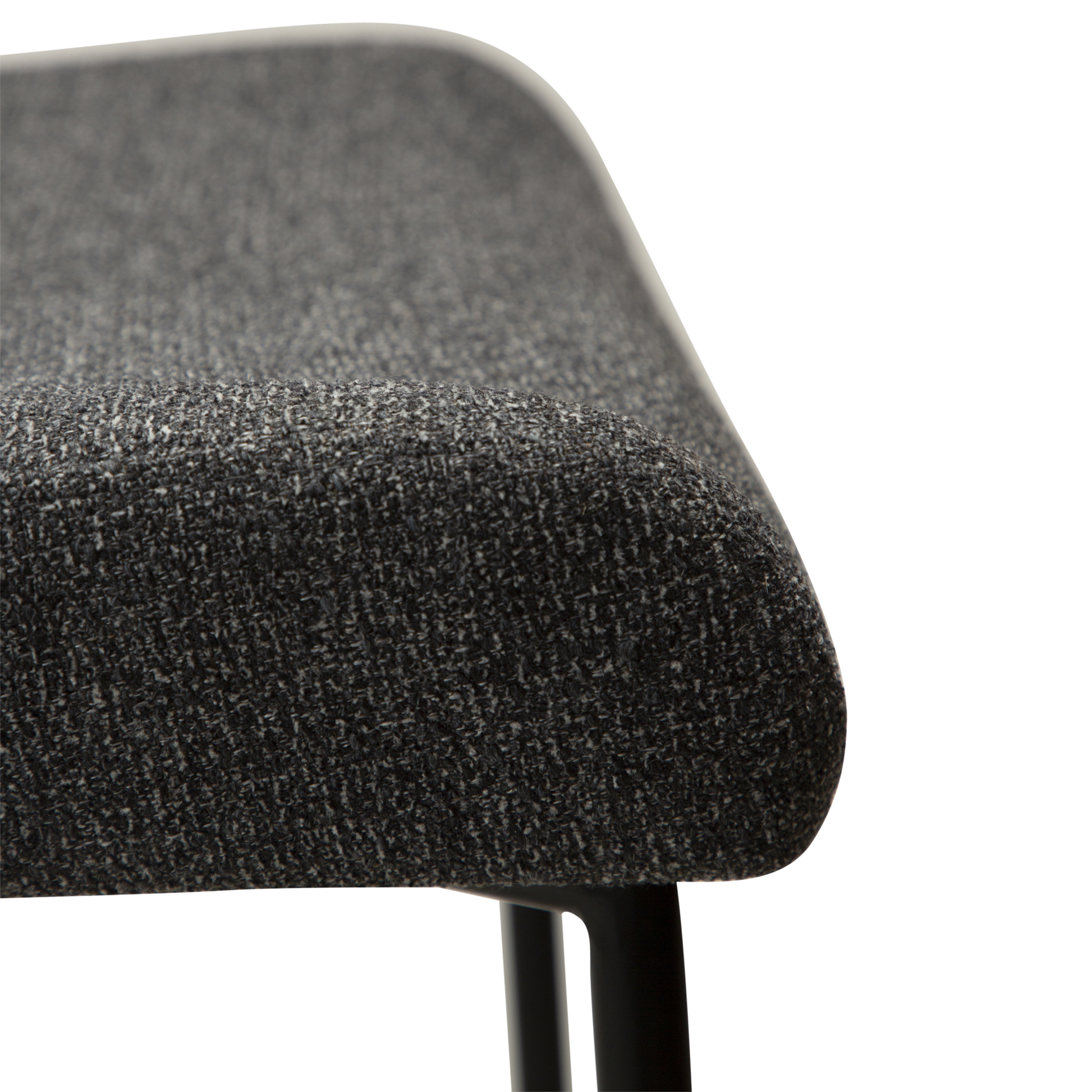 [var:Bezug=Kieselgrauer Bouclé-Stoff mit schwarzen Beinen] GLAM Barhocker