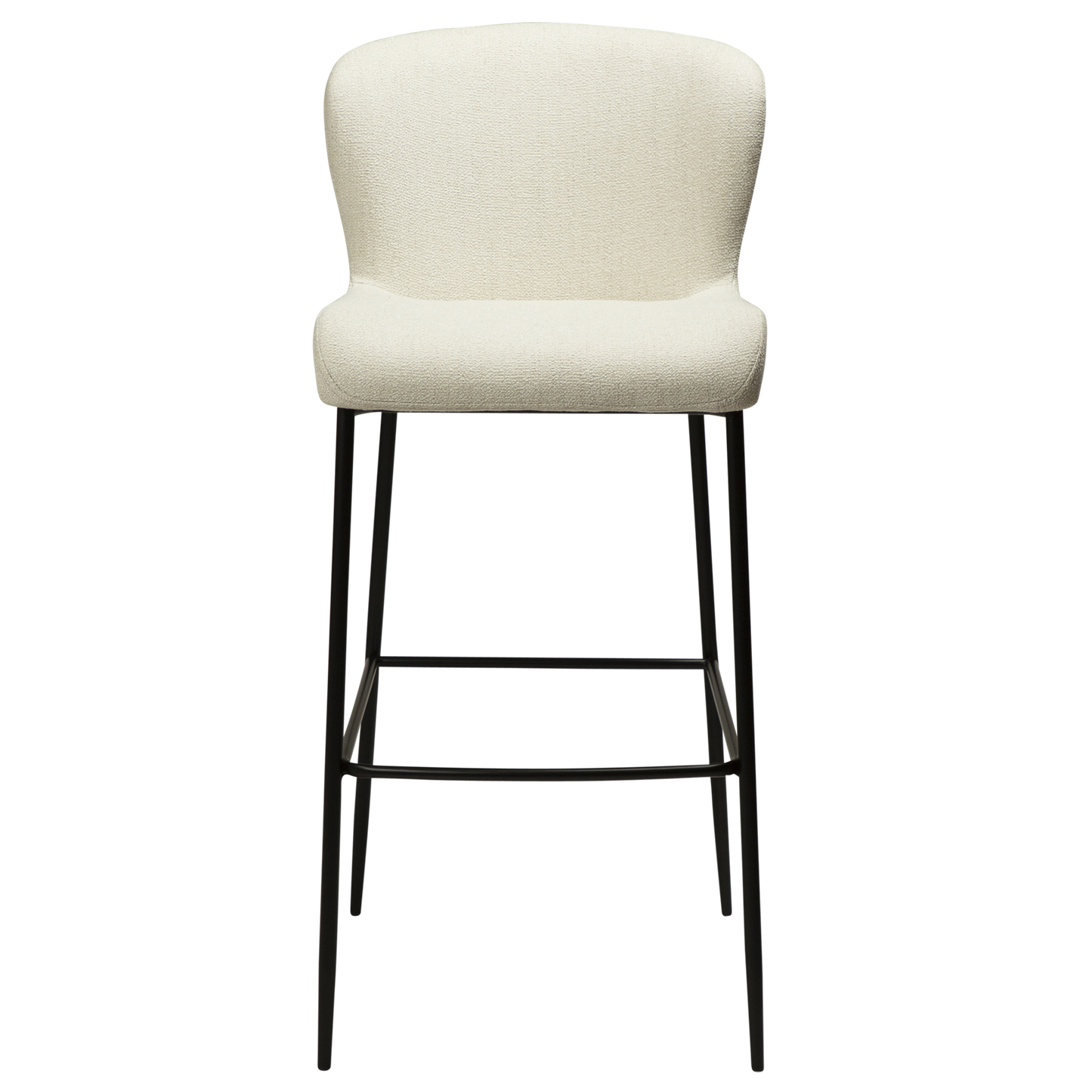 [var:Bezug=Einfach beiger Bouclé-Stoff mit schwarzen Beinen] GLAM Barhocker