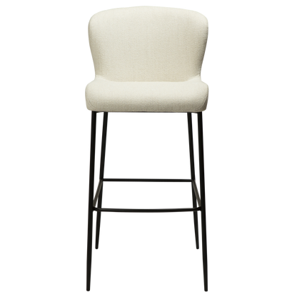 [var:Bezug=Einfach beiger Bouclé-Stoff mit schwarzen Beinen] GLAM Barhocker