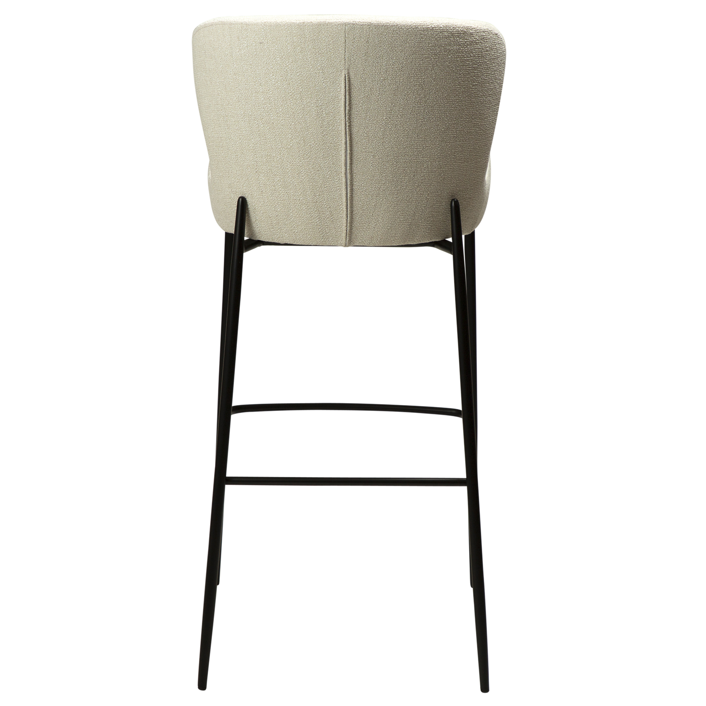 [var:Bezug=Einfach beiger Bouclé-Stoff mit schwarzen Beinen] GLAM Barhocker