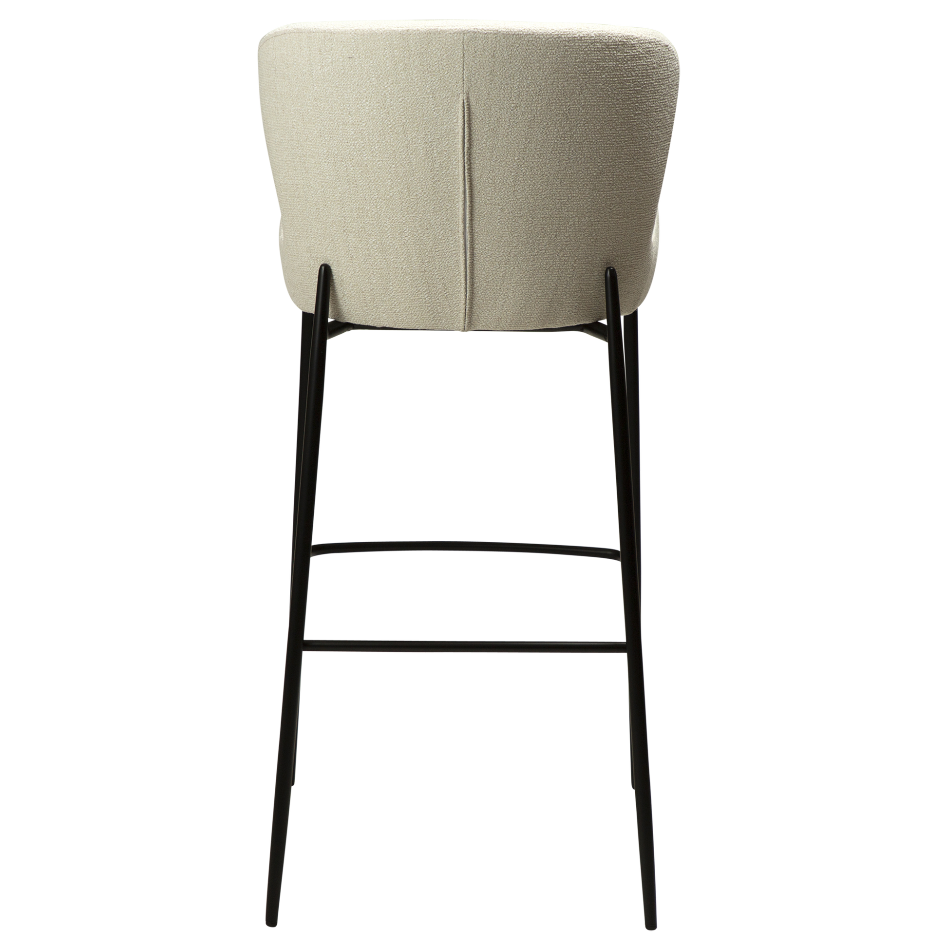 [var:Bezug=Einfach beiger Bouclé-Stoff mit schwarzen Beinen] GLAM Barhocker