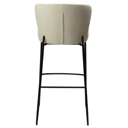 [var:Bezug=Einfach beiger Bouclé-Stoff mit schwarzen Beinen] GLAM Barhocker