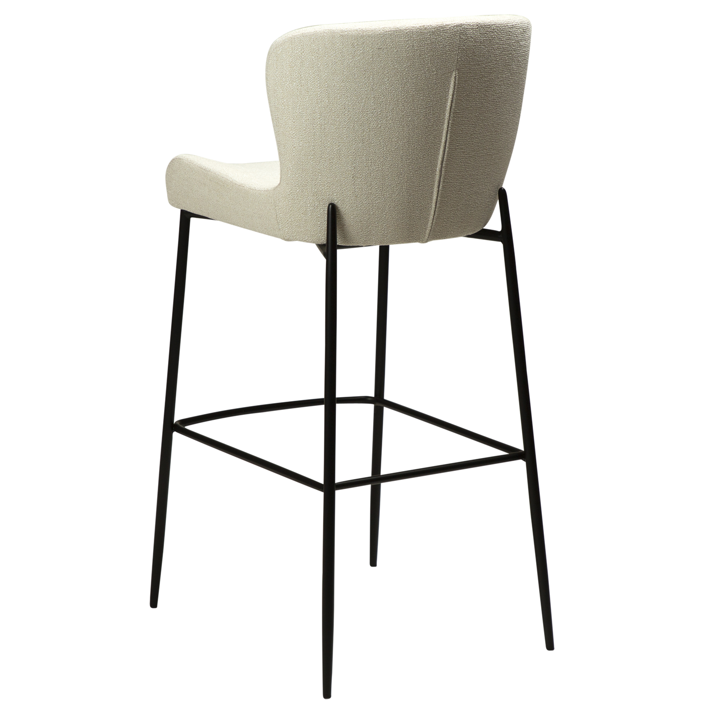 [var:Bezug=Einfach beiger Bouclé-Stoff mit schwarzen Beinen] GLAM Barhocker