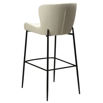 [var:Bezug=Einfach beiger Bouclé-Stoff mit schwarzen Beinen] GLAM Barhocker
