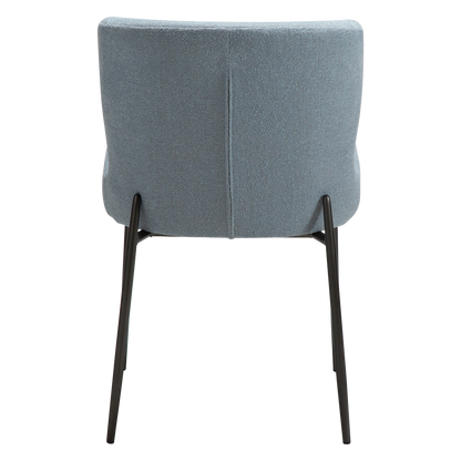 [var:Bezug=Blue Fog Bouclé-Stoff mit antiken Zinnmetallbeinen] GLAM Stuhl