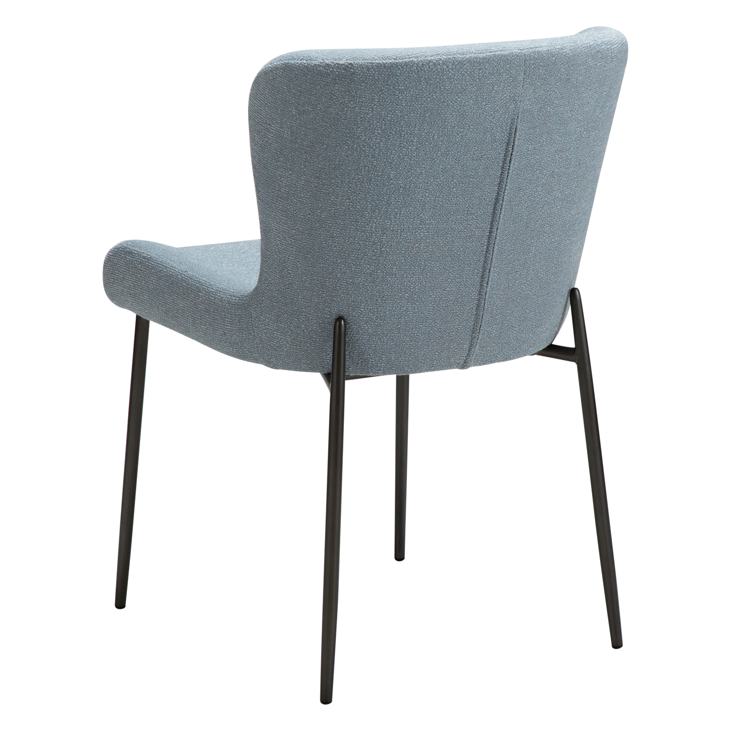 [var:Bezug=Blue Fog Bouclé-Stoff mit antiken Zinnmetallbeinen] GLAM Stuhl