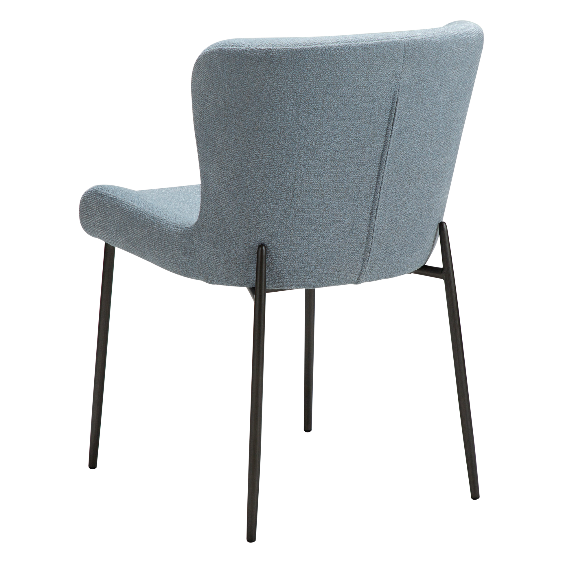 [var:Bezug=Blue Fog Bouclé-Stoff mit antiken Zinnmetallbeinen] GLAM Stuhl