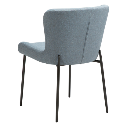 [var:Bezug=Blue Fog Bouclé-Stoff mit antiken Zinnmetallbeinen] GLAM Stuhl