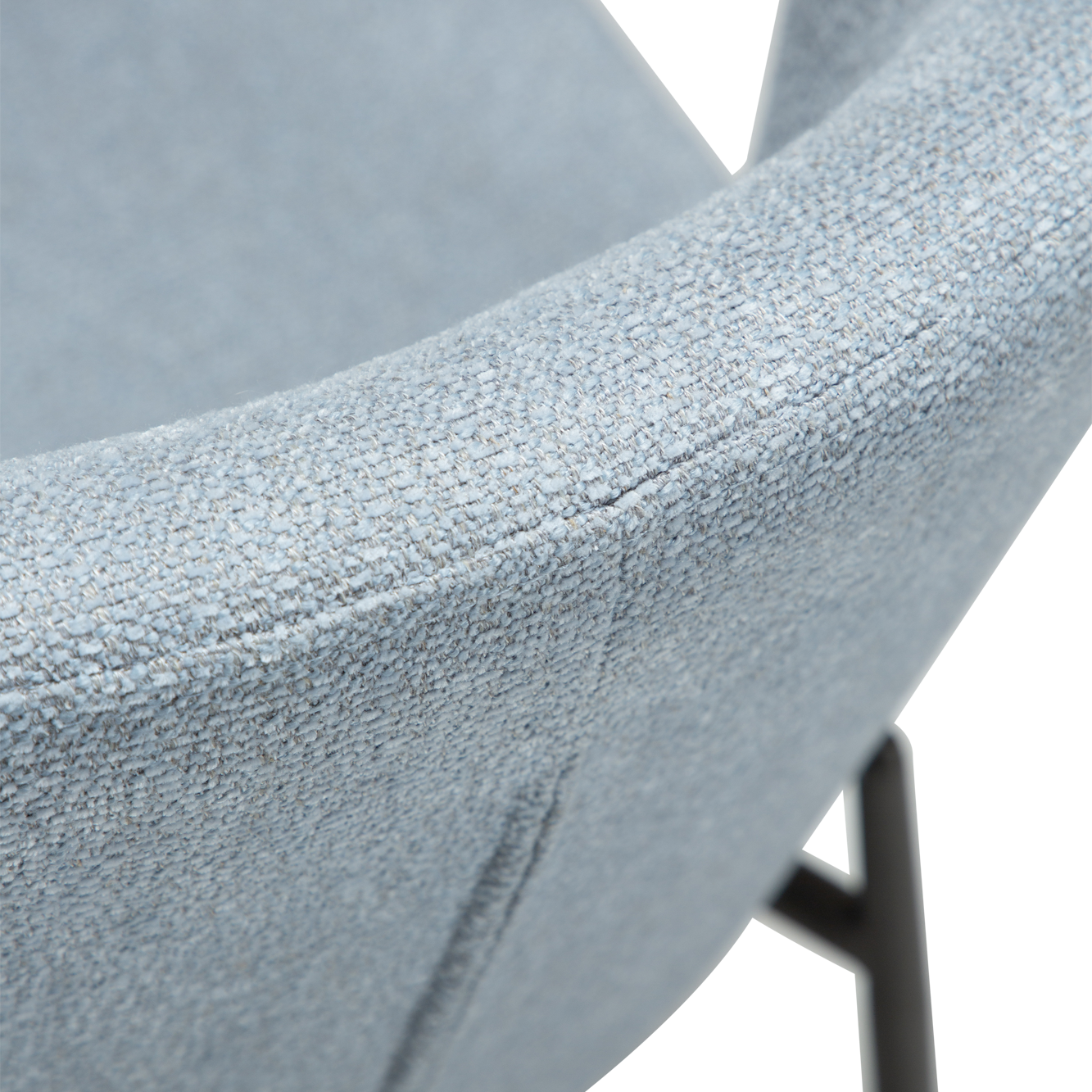 [var:Bezug=Blue Fog Bouclé-Stoff mit antiken Zinnmetallbeinen] GLAM Stuhl