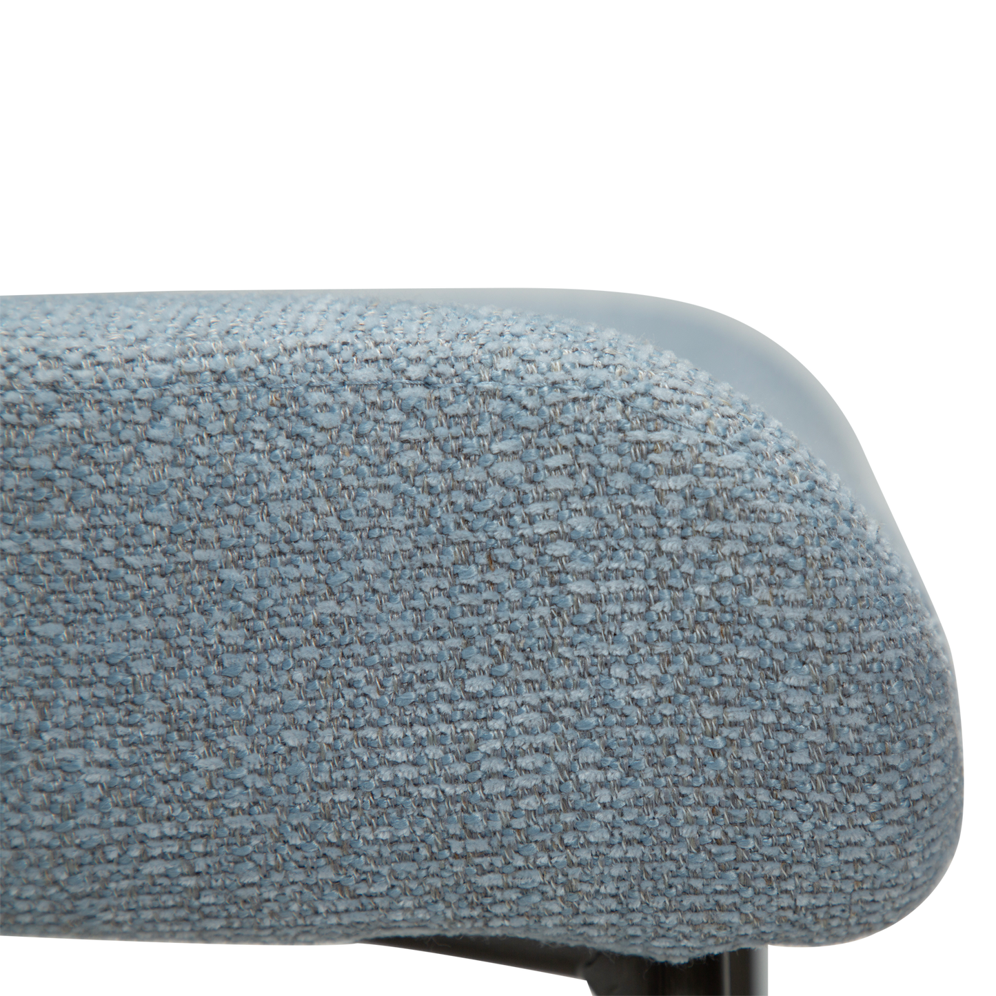 [var:Bezug=Blue Fog Bouclé-Stoff mit antiken Zinnmetallbeinen] GLAM Stuhl