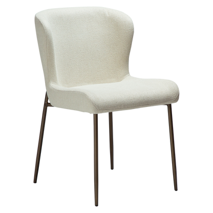 [var:Bezug=Knochenweißes Bouclé mit antiken Messingbeinen] GLAM Stuhl