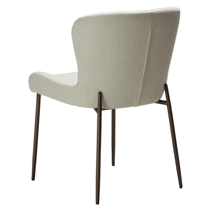 [var:Bezug=Knochenweißes Bouclé mit antiken Messingbeinen] GLAM Stuhl