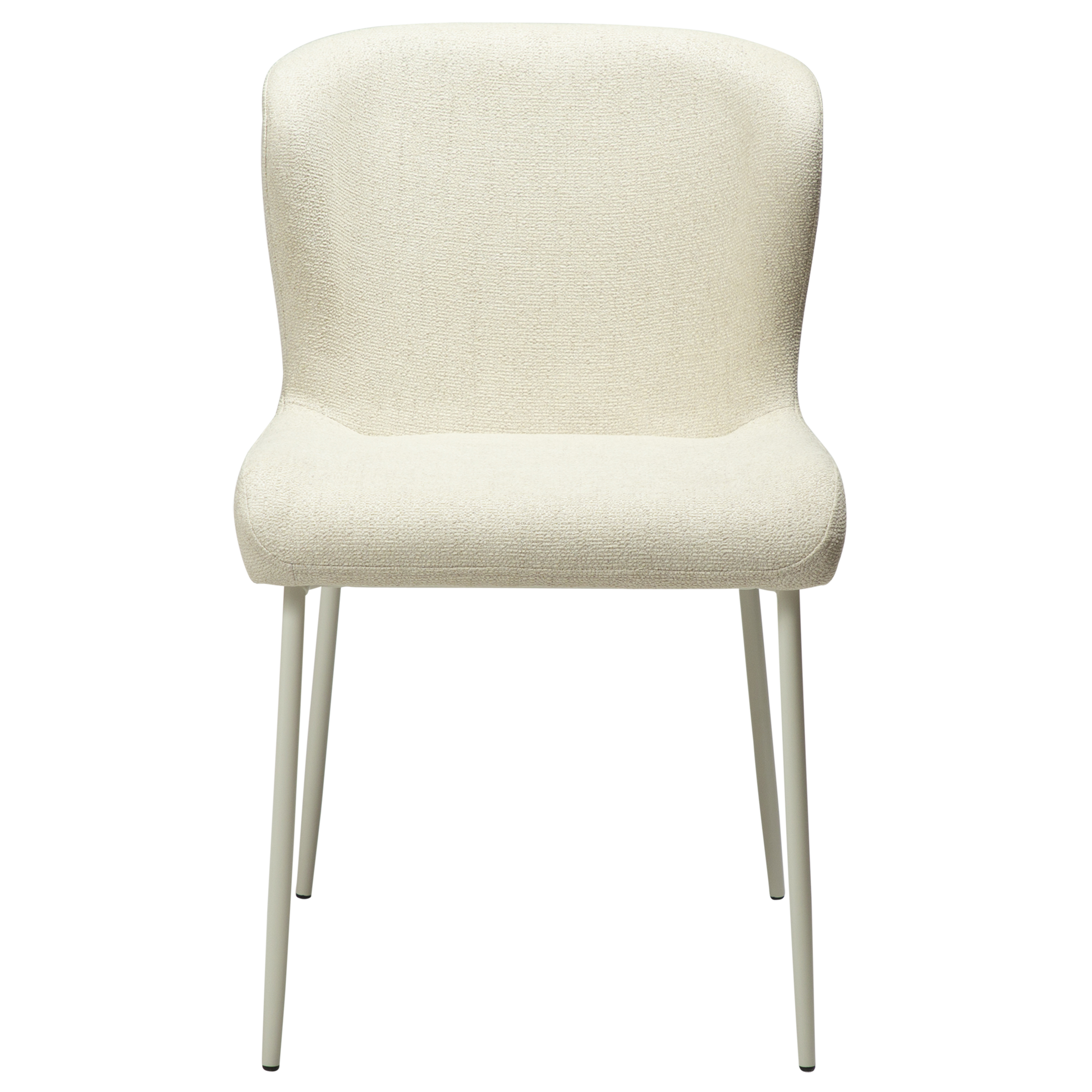 [var:Bezug=Knochenweißes Bouclé-Gewebe mit knochenweißen Beinen] GLAM Stuhl