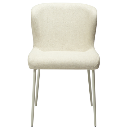 [var:Bezug=Knochenweißes Bouclé-Gewebe mit knochenweißen Beinen] GLAM Stuhl