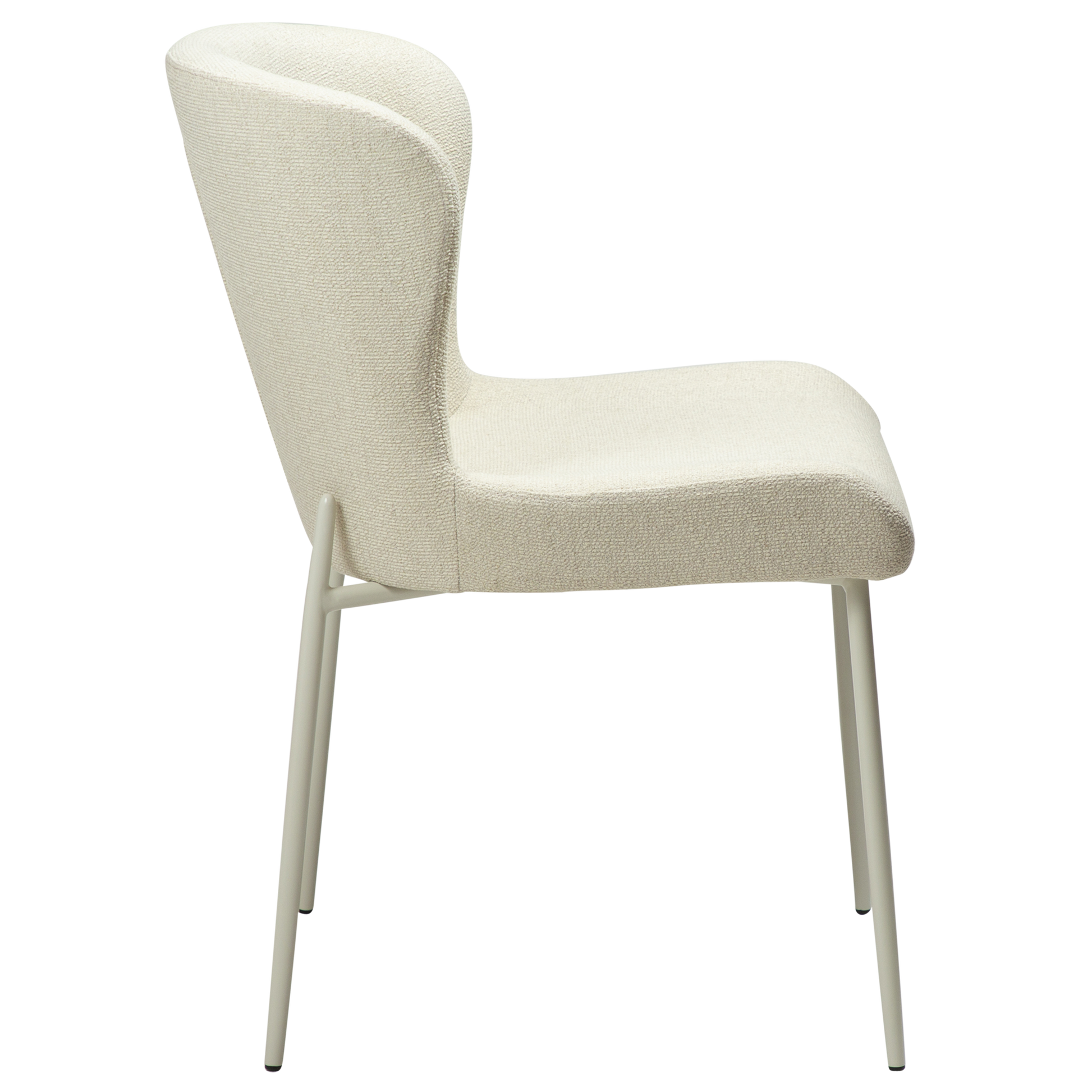 [var:Bezug=Knochenweißes Bouclé-Gewebe mit knochenweißen Beinen] GLAM Stuhl