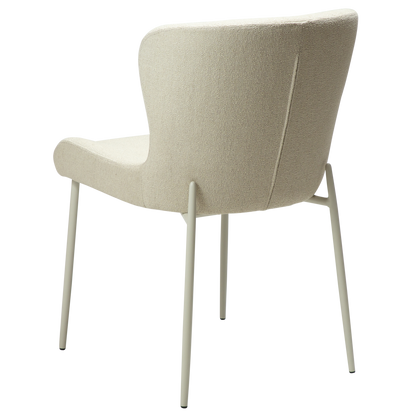 [var:Bezug=Knochenweißes Bouclé-Gewebe mit knochenweißen Beinen] GLAM Stuhl