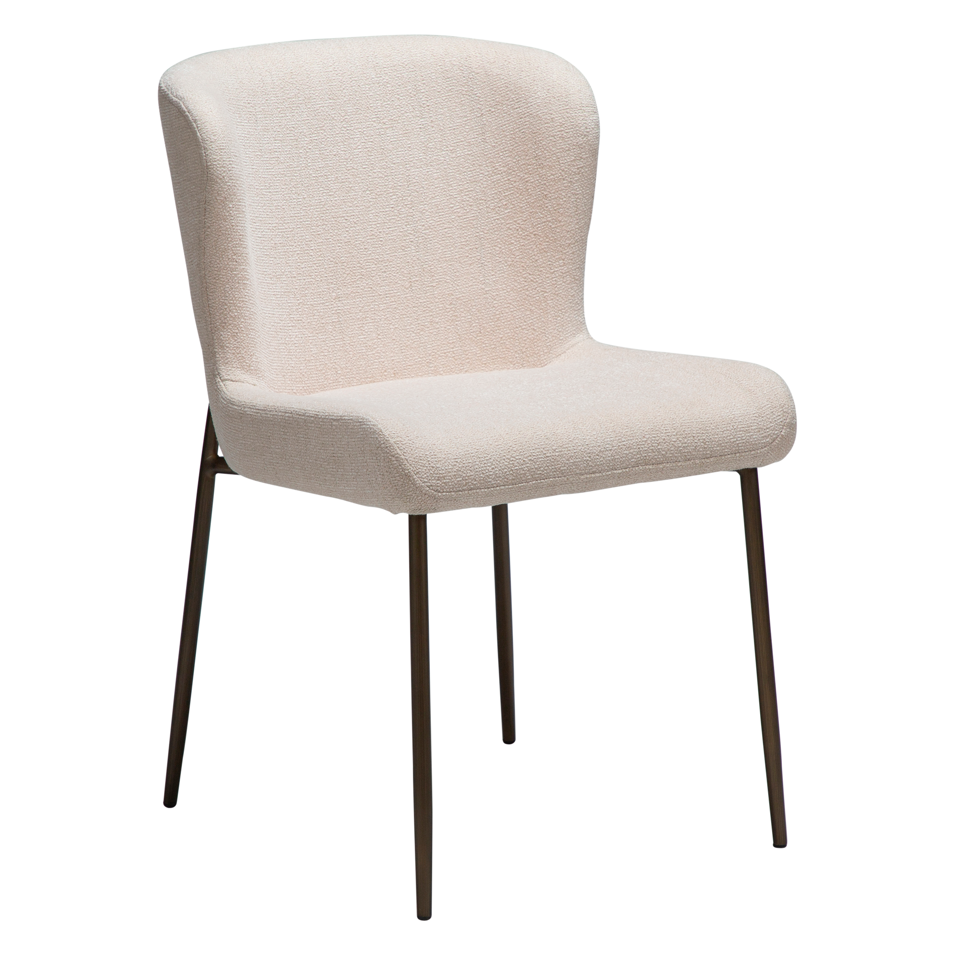 [var:Bezug=Creole Pink Bouclé-Stoff mit antiken Messingmetallbeinen] GLAM Stuhl